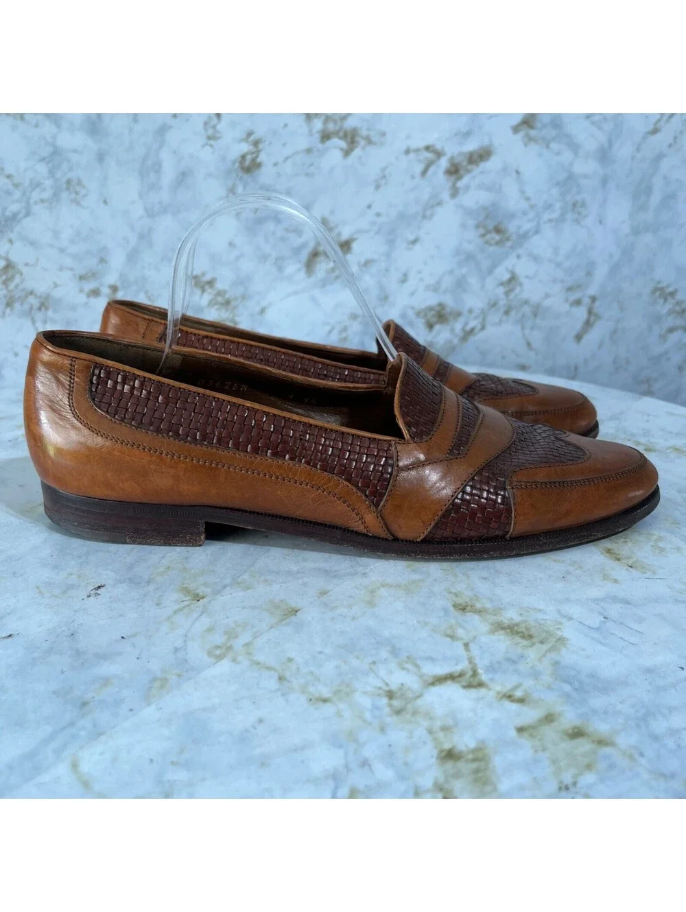 Bruno Magli Mens Size 9.5M Shoes Brown Leather Woven Comfort Moc Penny Loafers
